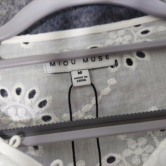 Miou Muse Dress M Florence Embroidered Eyelet Ruffle Button coastal Beach Boho - Picture 7 of 13